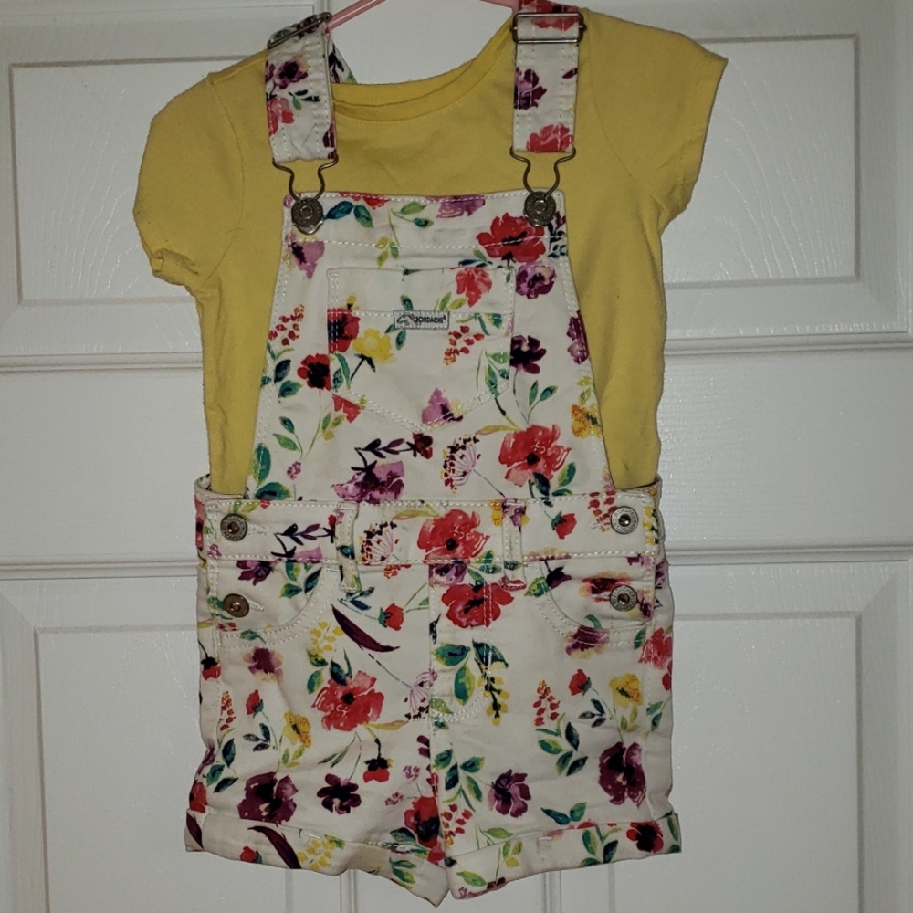 2T short overall with tshirt